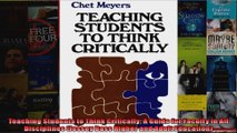Teaching Students to Think Critically A Guide for Faculty in All Disciplines Jossey Bass