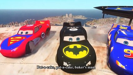 Spiderman Songs Lyrics ♫ Pat a cake ♫ Superman & Batman Lightning McQueen Cars