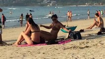 Russian and European girls  at Patong beach Phuket Thailand 2016