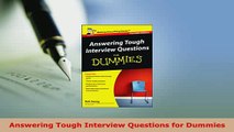 PDF  Answering Tough Interview Questions for Dummies Free Books