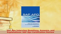 PDF  SAP Apo Interview Questions Answers and Explanations SAP Apo Certification Review Ebook