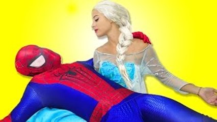 Spiderman vs Joker vs Frozen Elsa - Spiderman Poisoned - Fun Superhero Movie in Real Life
