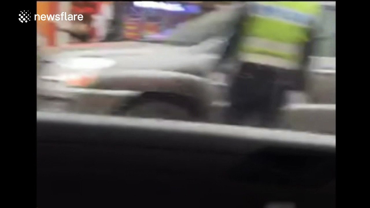 Strong wind blows roofs off buildings, destroying parked cars