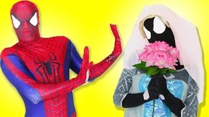 Spiderman vs Venomgirl with Frozen Elsa - Spiderman fail Wedding - Fun Superhero in Real life