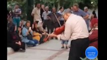 old women to encourage old men during dance on street