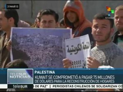 Gazatíes protestan por retrasos de fondos para reconstruir hogares