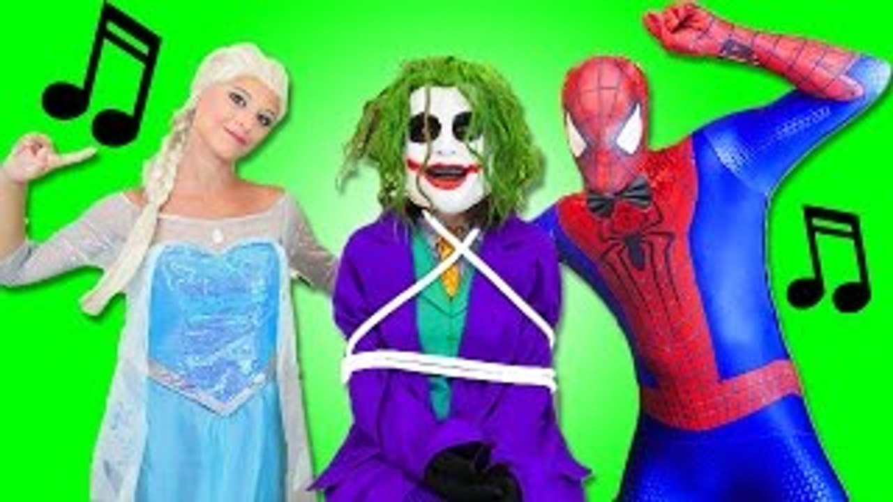 Spiderman & Frozen Elsa Vs Joker - Dancing Party Prank - Fun Superhero Movie in real life