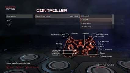 DOOM - Xbox one Controller Buttons Layout Options: Strafe, Tactical, Mirrored, Knuckles Information