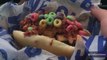 Cleveland Indians selling hot dog with cheese, bacon and Fruit Loops
