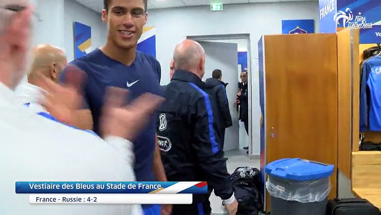 Le vestiaire des Bleus après France - Russie (4-2)