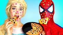 Spiderman & Frozen Elsa vs Pizza Prank! Pink Spidergirl Anna & Joker! Superhero Fun in Real Life