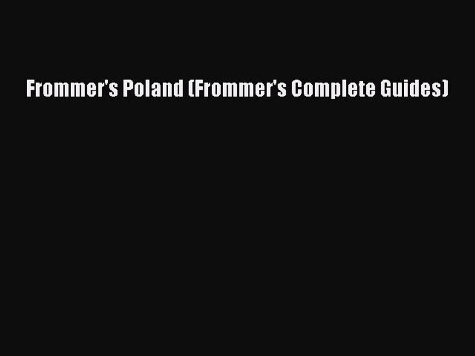 Download Frommer's Poland (Frommer's Complete Guides) PDF Free