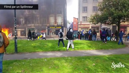 Nantes : Voiture en feu et débordement à la manifestation Loi Travail