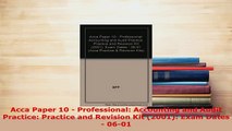 PDF  Acca Paper 10  Professional Accounting and Audit Practice Practice and Revision Kit Ebook