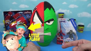 Spiderman vs Hulk Superhero Battle Play doh Surprise Egg with Marvel Toys & Blind Bags by