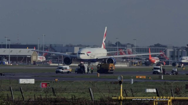 Airplanes landing and Take off at Gatwick Airport Close up views
