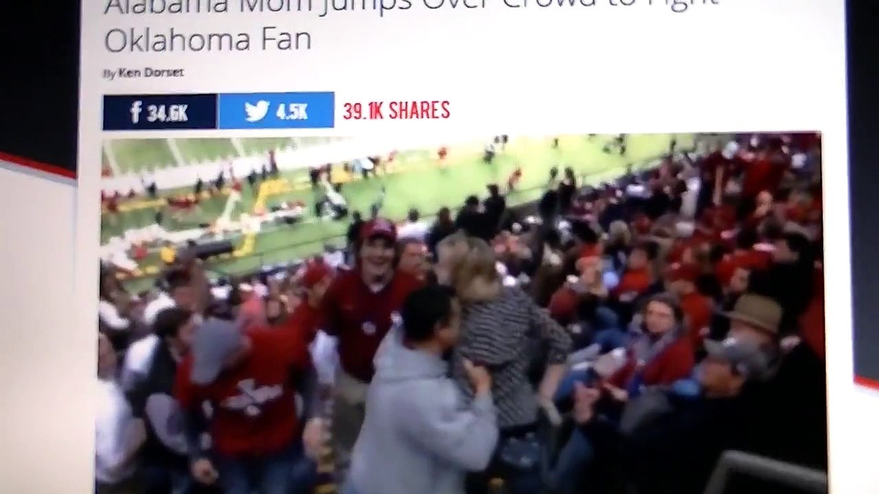 Alabama Woman Fan Attacks Fights Oklahoma Male Fan VIDEO Superdome Sugar Bowl New Orleans