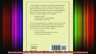 Read  Assessment in Student Affairs A Guide for Practitioners  Full EBook