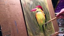 Oriental dwarf kingfisher - oil painting time lapse