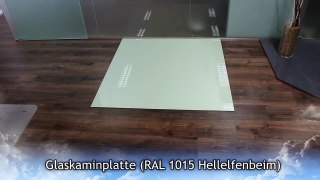 Funkenschutzplatte Glasplatte Ofenplatte RAL 1015 Hellelfenbeim Kamin Ofen
