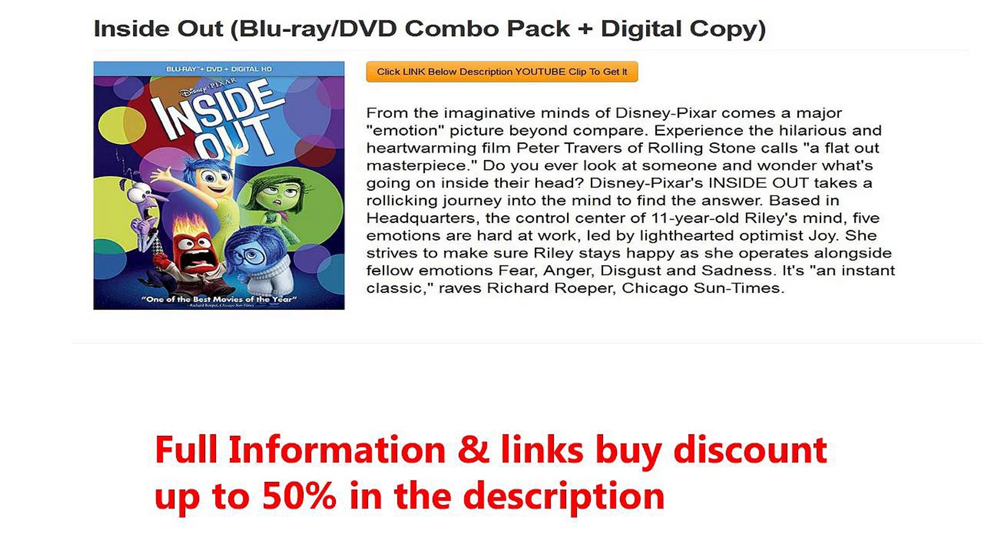 Inside Out Blu Ray Dvd Combo Pack Digital Copy Video Dailymotion