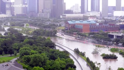 Footage of the Houston floods shot from a 20th floor balcony