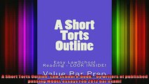 FREE EBOOK ONLINE  A Short Torts Outline Law school ebook  by writers of published passing MODEL essays Full EBook