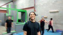Filming at the parkour Gym (frontflip)