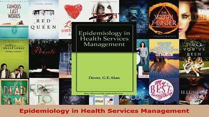 PDF  Epidemiology in Health Services Management  EBook