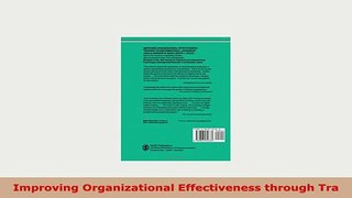 Download  Improving Organizational Effectiveness through Tra PDF Book Free