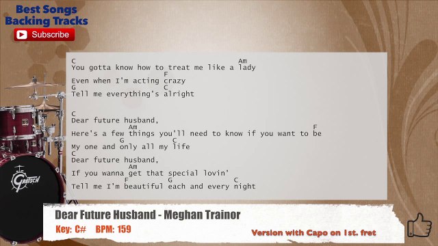 Dear Future Husband - Meghan Trainor Drums Backing Track with chords and lyrics