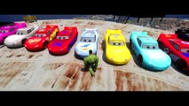 20 MCQUEEN CARS COLORS!!! (Green, Red, Yellow) Disney Pixar DINOCO smashed by HULK!