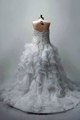 Beaded lace applique sweetheart ruffled custom gown
