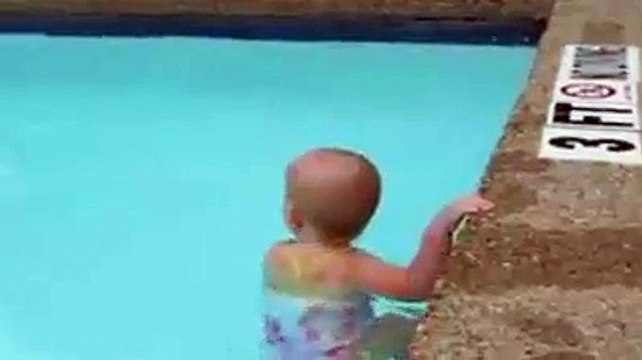 Baby swims across Pool - Funny Videos