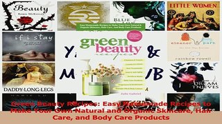 Download  Green Beauty Recipes Easy Homemade Recipes to Make Your Own Natural and Organic Skincare Ebook Online