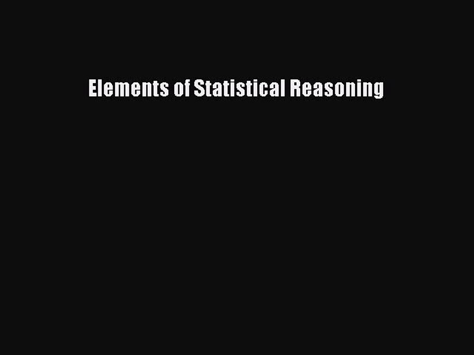 PDF Elements of Statistical Reasoning  EBook