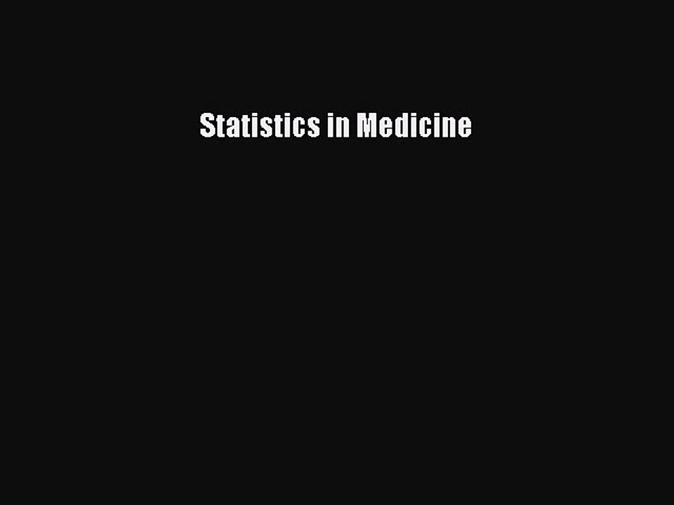 PDF Statistics in Medicine  EBook