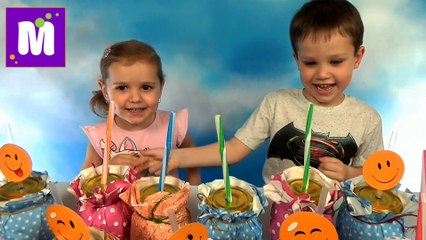 Дринк Челлендж угадываем напитки что мы пьем и игрушки Миньоны и Шериф Кели для Макса и Кати Kid's Drink Challenge 2016