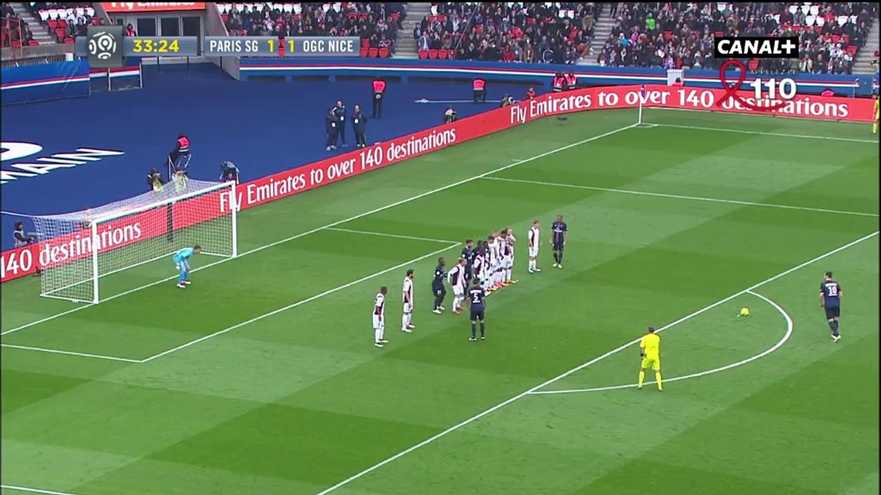 Watch Zlatan Ibrahimovic score thunderbolt free-kick vs. OGC Nice Read 02.04.2016 HD