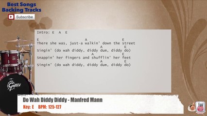 Do Wah Diddy Diddy - Manfred Mann Drums Backing Track with chords and lyrics