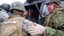 Marines conducted a mock air raid and assault with US Army