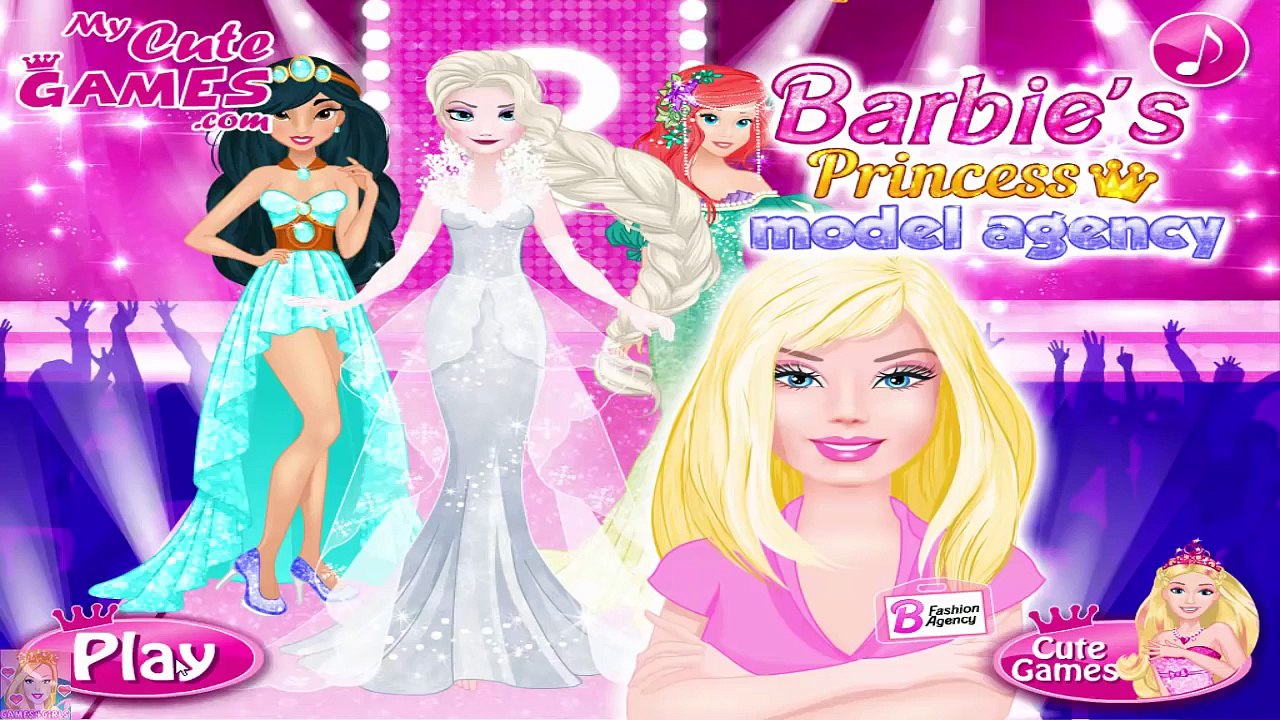 Barbie Princess Model Agency - Disney Princess Elsa Ariel and Jasmine Dress Up Game