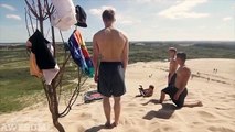 Trampoline stunts at the Beach! - People are Awesome