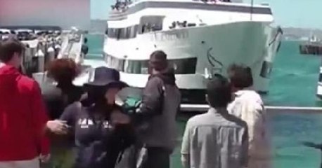 Gemi iskeleye daldı... Panik anları kamerada