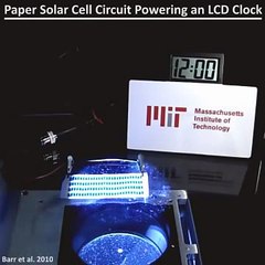 Paper solar cell powers an LED clock
