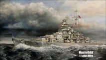 Battleship Bismarck rare WW2 Movies , in battle vs Hood , do