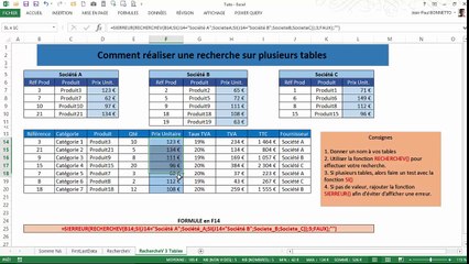 Excel - Comment faire une recherche sur plusieurs tables