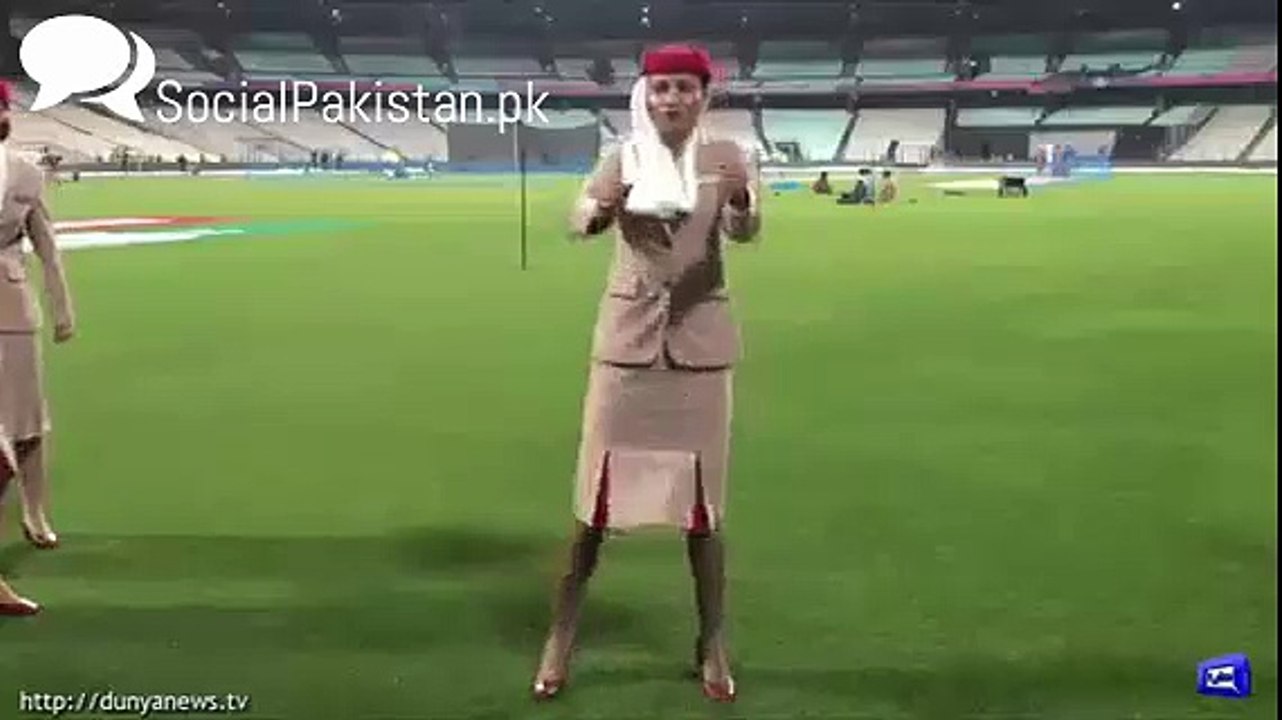 Air hostesses perform 'Champion' dance