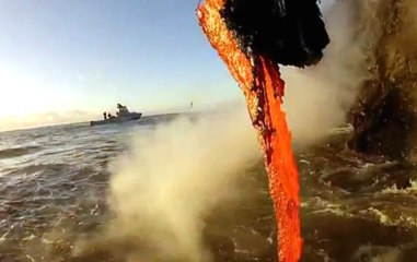Molten Lava Flows Into The Ocean