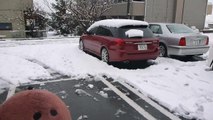 雪かき、ベイマックス雪だるま、長野県駒ヶ根市2014/12/29